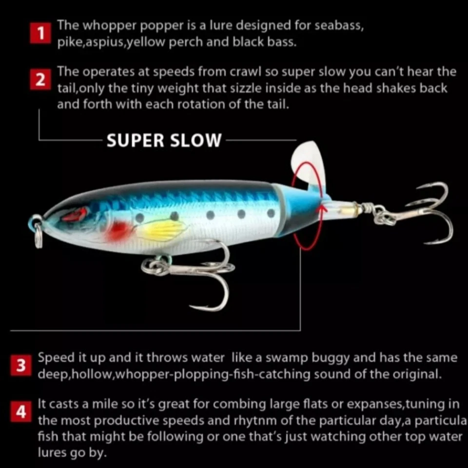 Whopper Plopper 100 Top Water Prop Bait Lure 1/2 oz. 3.94inch Snakehead Bass NEW - Image 4 of 4