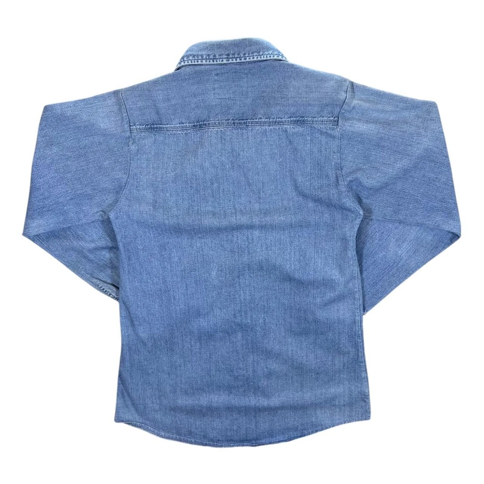 Gap Blue Jeans Floral Corduroy Panel Blue Denim Western Style Shirt Women's S M - Изображение 3 из 4