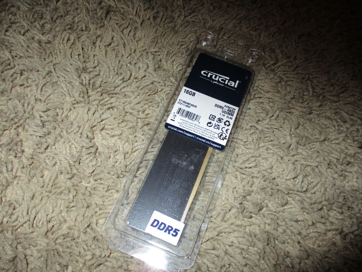 NEW *CRUCIAL* 16GB DDR5-4800 UDIMM CT16G48C40U5 RAM Memory Stick