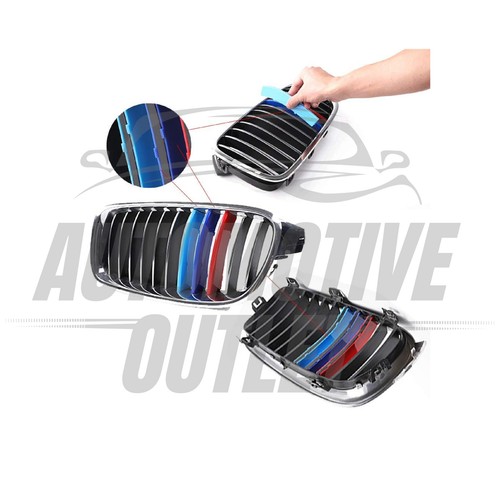 3 COLOUR 12 BAR FRONT KIDNEY GRILLE STRIP TRIMS COVER FOR BMW 3 SERIES LCI 09-12 - Picture 7 of 13