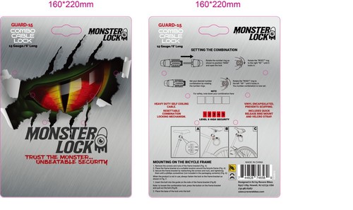 Monster Lock - Guard 15 Combo Cable Bike Lock - Picture 2 of 2