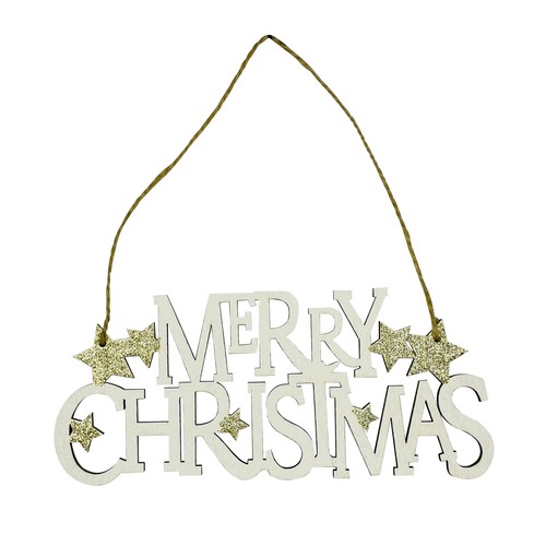 Wooden Merry Christmas Decoration Hanging Welcome Sign for Window Door Wall Tree - Picture 7 of 17