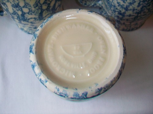LOTE DE 3 TAZAS DE ESPONJA FP FRIENDSHIP POTTERY ROSEVILLE OHIO AZUL - Imagen 6 de 7