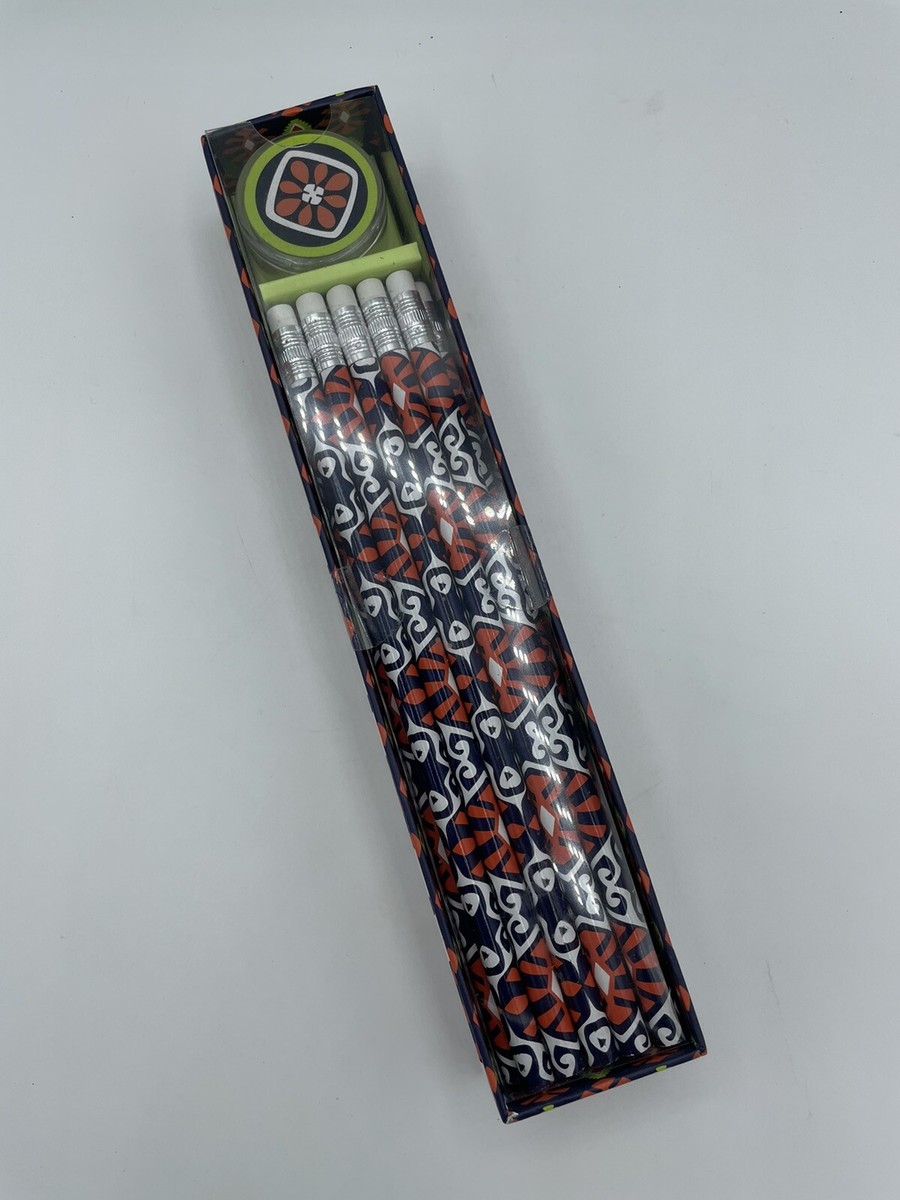 Vera Bradley Pencil Box Set 10 # 2 Pencils w/ Pencil Sharpener SUN