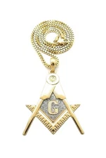 Hip Hop Freemason Masonic Compass Pendant 24" Various Chain Necklace XZ747GR