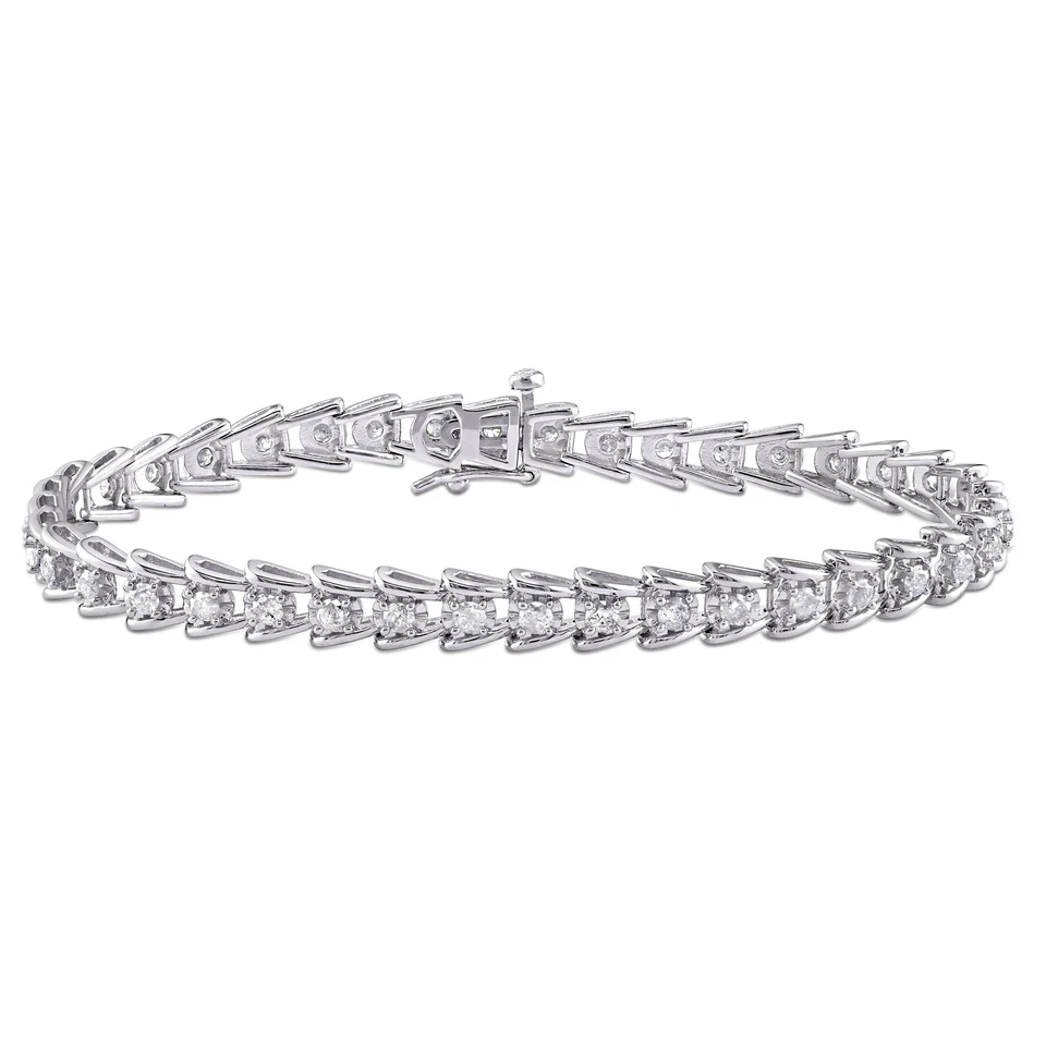 Amour Sterling Silver 2CT TDW Round Diamond Tennis Bracelet