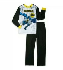 Boy's DC Batman 4-5 Black Gray Flannel PJ Pajamas Set 2-Pieces Superhero NIP
