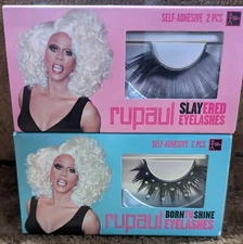 RuPaul Drag Queen Slayered & Born To Shine Eyelashes with Self Adhesive 