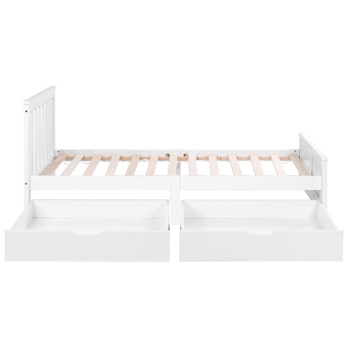 Wooden Single Double Bed Frame White With Storage 2 Drawers Bedroom Furniture - Picture 19 of 47