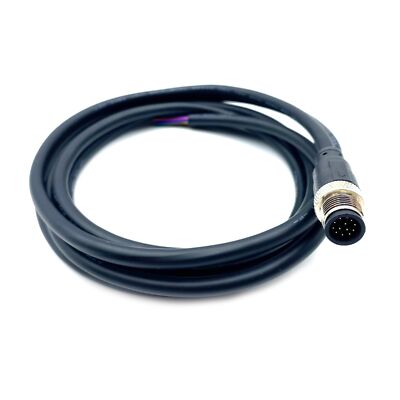 6.56ft M12 12 Pins Male Connector Cable A Code Straight Profibus Cable Single...