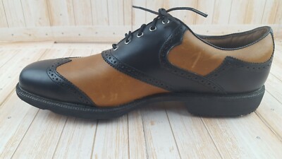 Size 11‎ - FootJoy Mens Brown Wingtip Leather Spike Icon Golf Oxford Shoes 52040 FootJoy Classics Mens Brown Leather Wingtip Golf Shoes Size  main image 2