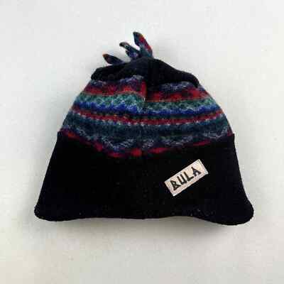 Vintage Bula Beanie Hat Cap Black 7-1/4 Fleece Ski Wool Blend