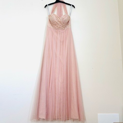 Jenny Yoo rosa A-Linie langes Maxi Spitze Tüll Kleid wandelbar Brautjungfernkleid - Bild 3 von 16