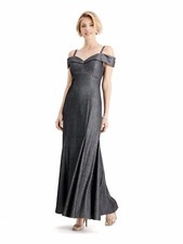 NEW RM RICHARDS BLACK SILVER MAXI DRESS SIZE 16 139