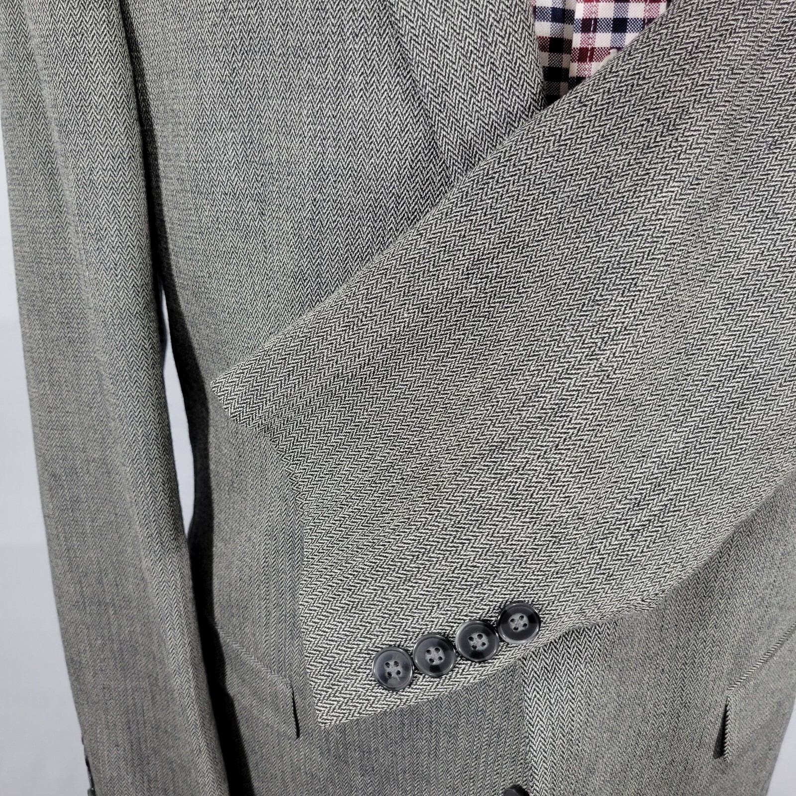 Calvin Klein Men's Sport Coat Blazer Two Button Gray Herringbone Wool Size 44XL thumbnail 10