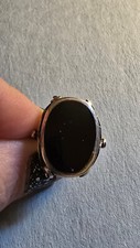 SZ 8 BEAUTIFUL ONYX FRAME RING STERLING 925 VTG see phots and description