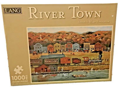 River Town Artwork by Mary Singleton Lane 1000 Piece Jigsaw Puzzle