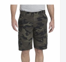 DICKIES 11 RELAXED FIT LIGHTWEIGHT RIPSTOP CARGO SHORTS MOSS GREEN /BLACK CAMO