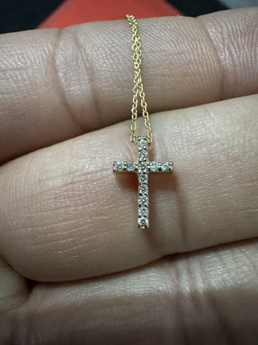 Diamond Pave Cross Pendant in 14K Solid Yellow Gold 18”- %40 DISCOUNT !!! - Picture 2 of 11