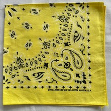 Vintage HAV-A-HANK Bandana Yellow Cotton Paisley Hanky RN 15187  Made in USA