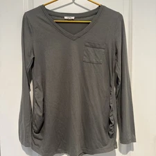 Splendid Eco Green Long Sleeves V Neck Tee T- Shirt Top M Recycled Fabric