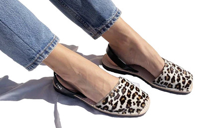 AVARCA PONS USA CLASSIC STYLE Slingback Sandals LEOPARD Hair On Leather WOMENS 8