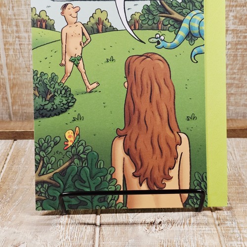 Hallmark Birthday Greeting Card Adam Eve Funny Humor Green - Picture 3 of 7