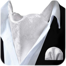 Ascot Ties for Men Paisley Floral Ascot and Pocket Square Set Classic Self Tie M