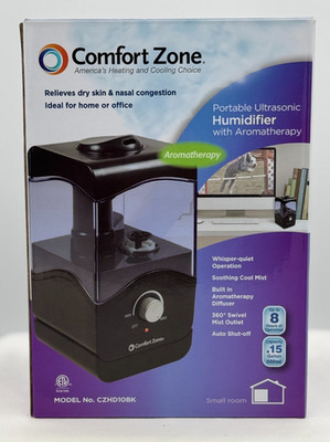 Comfort Zone Portable Ultrasonic Humidifier W/Aromatherapy - CZHD10BK - Tested