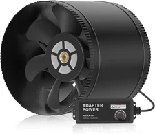 8” Inline Booster Duct Fan w/ Speed Controller, 623 CFM, Quiet 44W Vent Fan HVAC