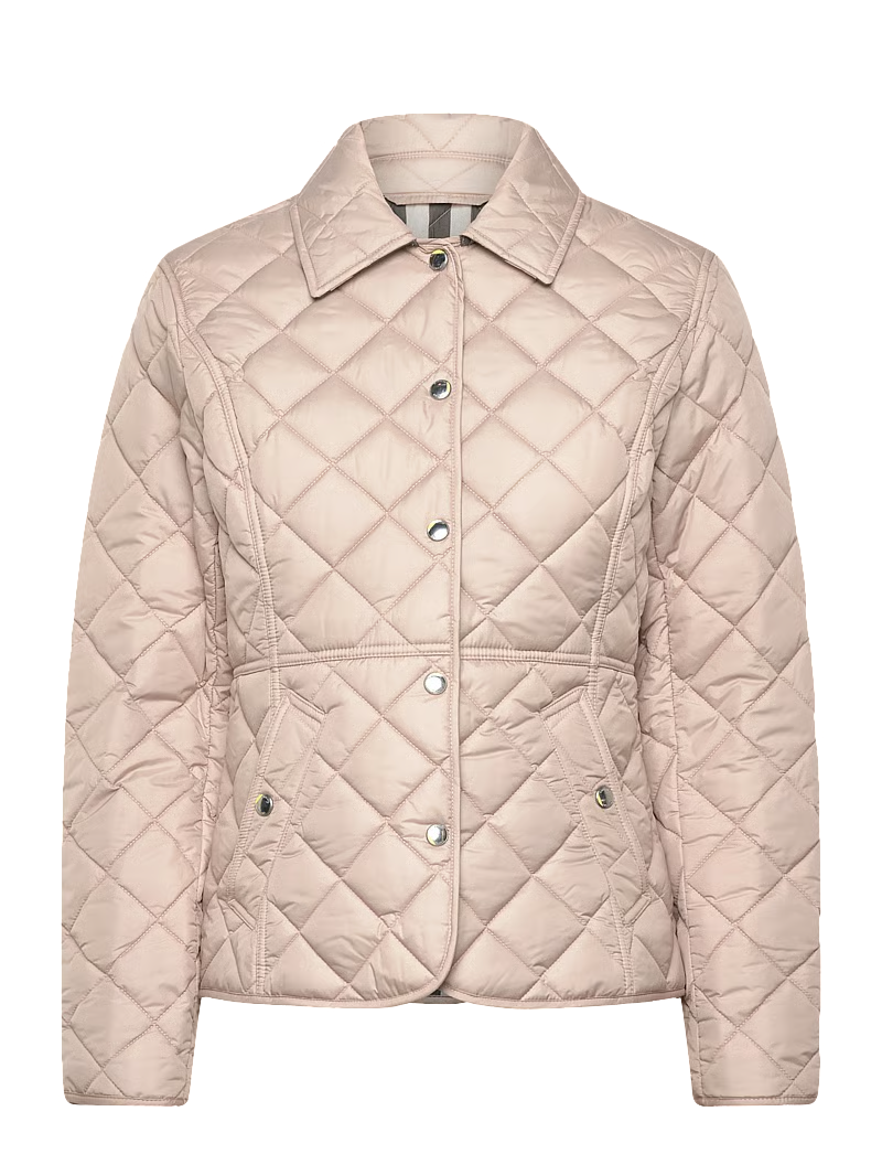 Burberry X6813 Womens Light Taupe Cawthorne Quilted Jacket Size XL