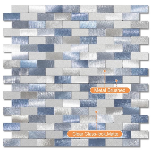 Kitchen Tiles Backsplash Peel and Stick Metal Sticky Brick Mosaic Wall Sticke... - Picture 2 of 7