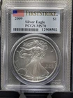 2009 American Silver Eagle PCGS MS70 - First Strike - .999 Silver - Top Pop Coin