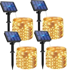 4 Pack Solar String Lights Outdoor - 320LED 132FT Solar Fairy Lights Waterproof 