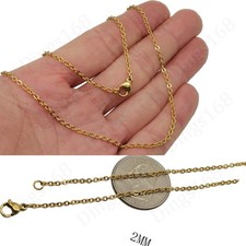 Genuine 18K Yellow Gold Filled Italian 20inch 2mm Rolo Cable Chain Necklace S146