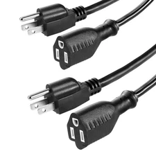Waterproof extension cord 16 AWG SJTW 3ft black 2 pack