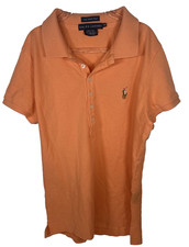 Ralph Lauren The Skinny Polo Shirt Short Sleeve PEACH/ORANGE Unisex Youth Size M