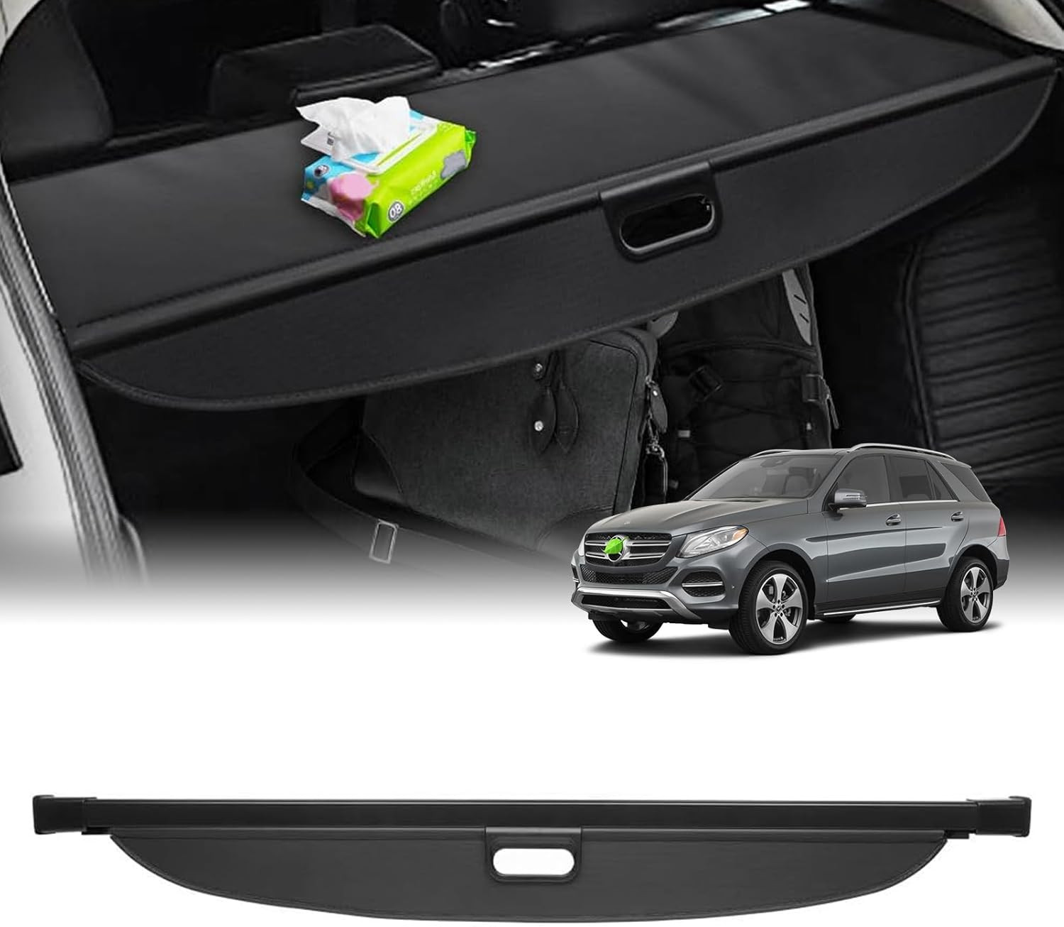 2016-19 Benz GLE 2012-15 ML350 Cargo Cover Trunk Shade Retractable Shield Black