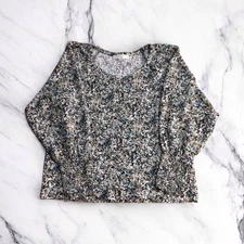 Loft Womens Multicolor Crinkle Blouse Size M Long Sleeve Smocked Cuff Career