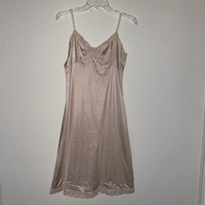 Vintage Vassarette Lace Lined Satin Babydoll Slip Peach 34 Nightgown