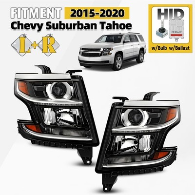 HID Headlight For 2015-2020 Chevy Tahoe/Suburban w/Bulb w/Ballast Left+Right