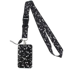 Detachable Badge Sleeve Lanyard Badge Reels with Music Print for School Access
