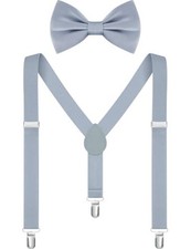 Kids Suspender and Elastic Bow Tie Sets for Boys and Girls Age 1-16 Years