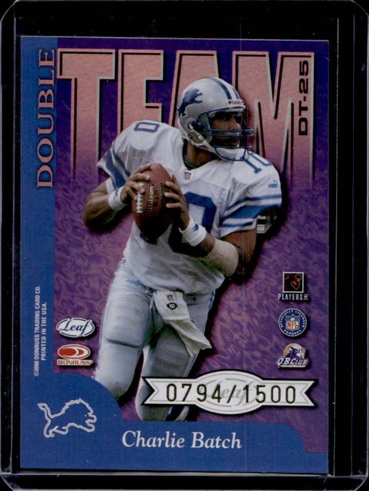 2000 Leaf Barry Sanders Charlie Batch Double Team #794/1500 Lions - Image 2 of 2