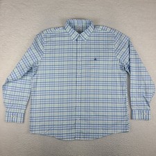 Brooks Brothers Shirt Mens XL Blue Teal Plaid Oxford Regular Fit Dress Button Up