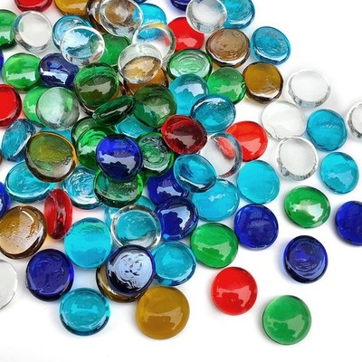 Flat Glass Marbles Set 50 Pcs for Vase Decor, Fish Tank, Crafts, Centerpieces
