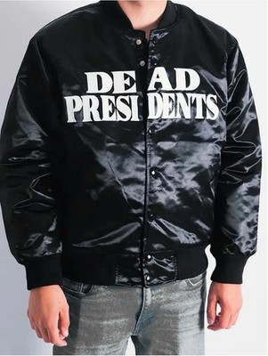 Headgear Classics Men s Black Bomber Jacket Snap-Front Lined Satin Size L