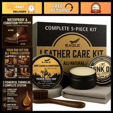Leather Boot Care Kit - Mink Oil, Saddle Soap, Applicators  Cloth - Shoe  Tack
