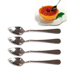 Set of 4 Stainless Steel Grapefruit Spoons with Serrated Edge for Citrus Fruit