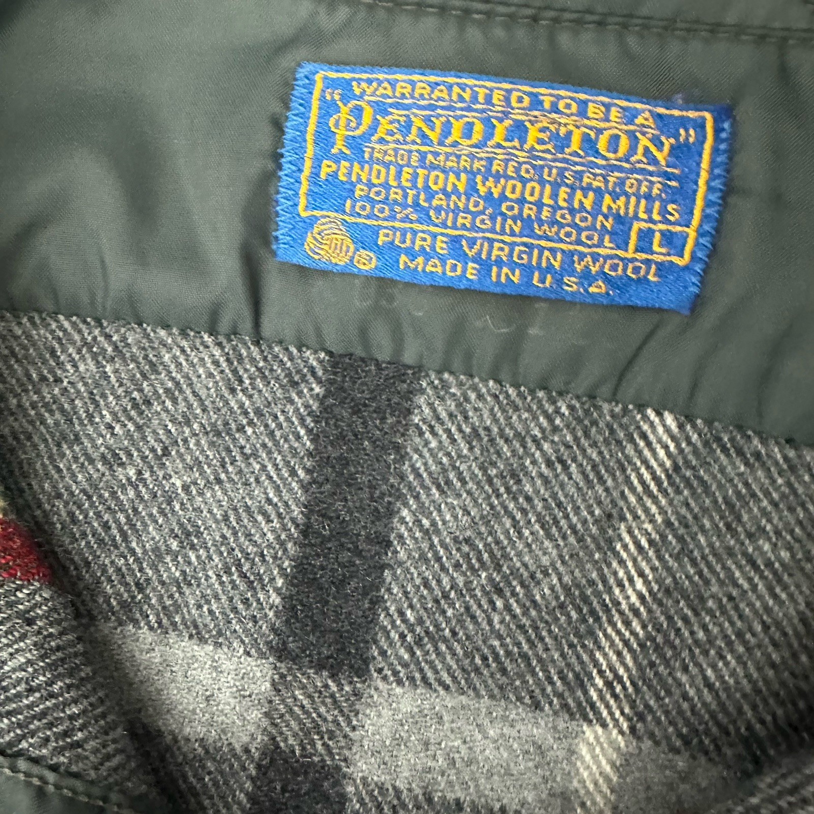 Pendleton Mens Large Gray Plaid Wool Button Down … - image 11